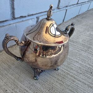 Vintage Oneida Community Plate Silverplate Sugar Bowl w Lid Footed Ornate Tea